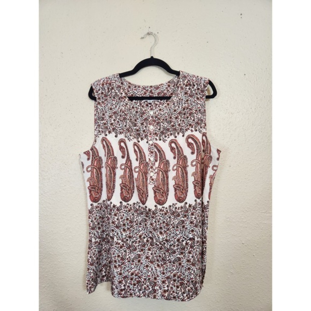 Croft & Barrow Paisley‎ Print Sleeveless Blouse Top Casual XL